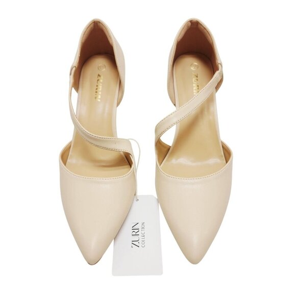Zurin Collection Womens Nude Pointed-Toe Pumps With Straps Size 8.5 - Picture 8 of 9